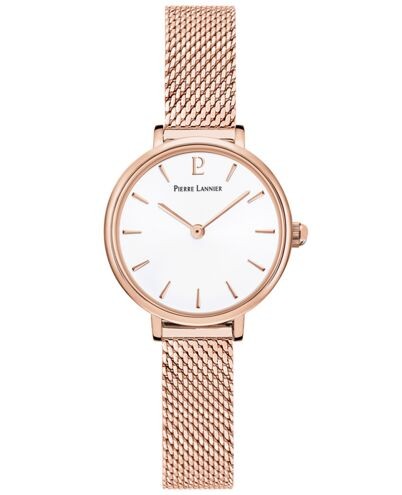 Montre Femme NOVA Cadran Blanc Bracelet Acier milanais Doré rose