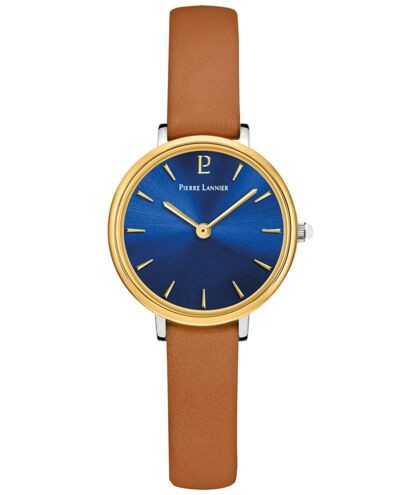 Montre Femme NOVA Cadran Bleu Bracelet Cuir Brun