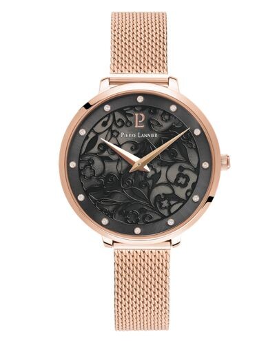 Montre Femme EOLIA Cadran Gris Bracelet Acier milanais Doré rose