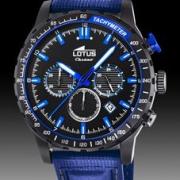 Montres Lotus homme chronographe acier noir et cuir