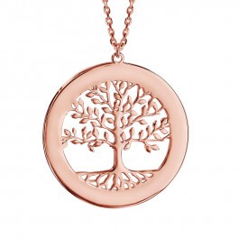 Collier arbre de vie plaqué or rose (jusqu'à 5 prénoms)