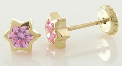 Boucles d'oreilles or 375 et oxydes de zirconium roses