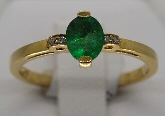 Bague or 750 emeraude et diamants