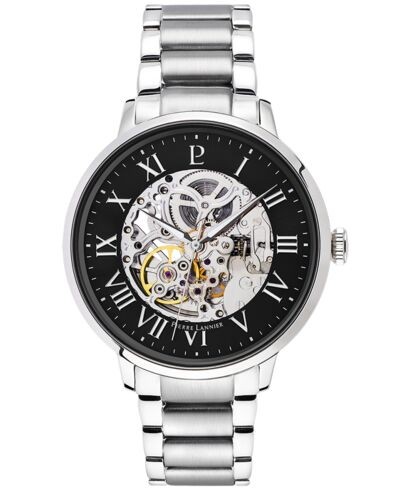 Montre Homme AUTOMATIC Cadran Noir Bracelet Acier Argenté