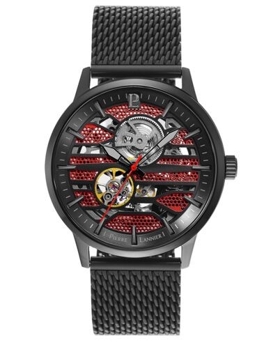 Montre Homme Automatique IMPACT Cadran Rouge Bracelet Acier milanais Noir