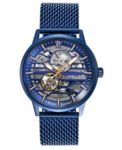 Montre Homme Automatique IMPACT Cadran Bleu Bracelet Acier Milanais Bleu