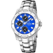 Montre Festina multifonction acier cadran bleu et noir