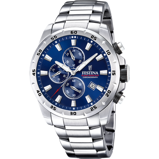 Montre Festina chronographe acier cadran bleu