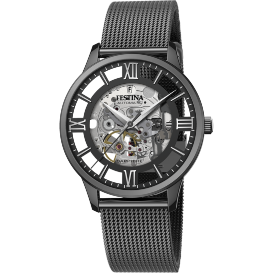 Montre Festina automatique bracelet milanais noir