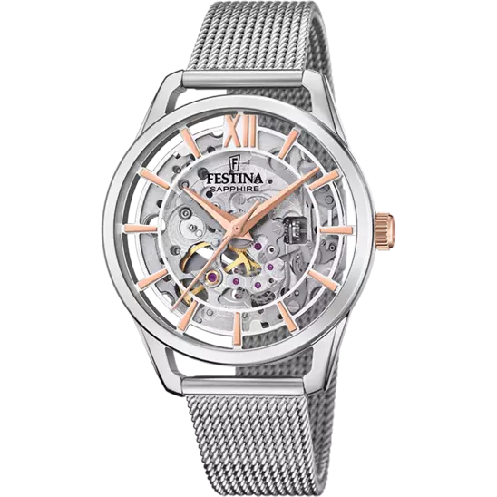 Montre Festina automatique bracelet milanais acier