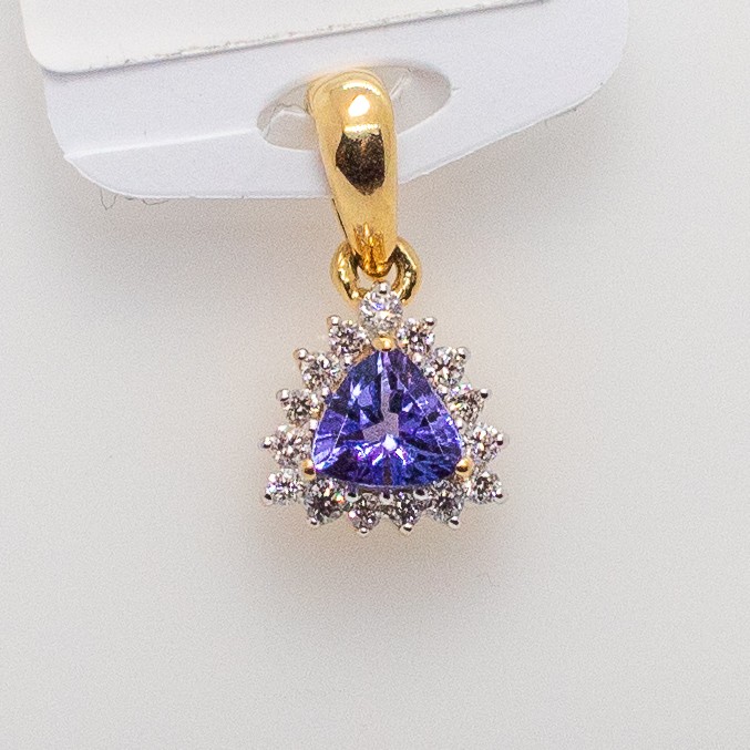 Pendentif or 750 tanzanite et diamants